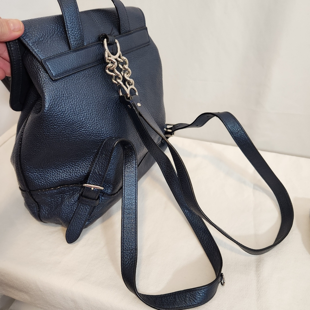 Coach Navy Leather Drawstring Backpack - Picture 3 of 7
